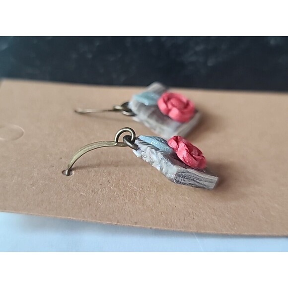 Polymer Clay Floral Dangling Pierced Earrings New - Picture 5 of 10